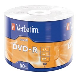 Verbatim DVD-R, 43791, DataLife, 50-pack, 4.7GB, 16x, 12cm, Matt Silver, wrap, do archiwizacji danych
