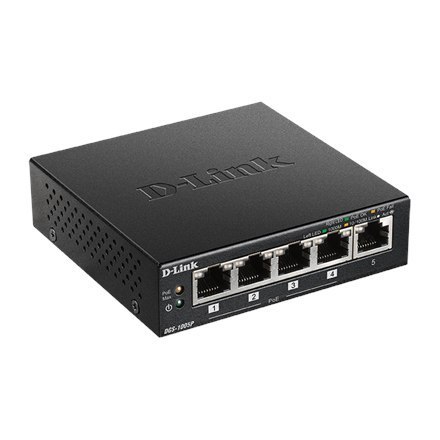 D-Link | Switch | DGS-1005P | Niezarządzany | Desktop | Porty 1 Gbps (RJ-45) w liczbie 5 | Porty PoE w liczbie 4 | Typ zasilania