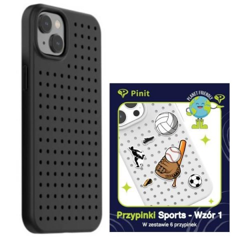 Zestaw Etui Pinit Dynamic + Sports Pin iPhone 14 6.1" czarny/black wzór 1