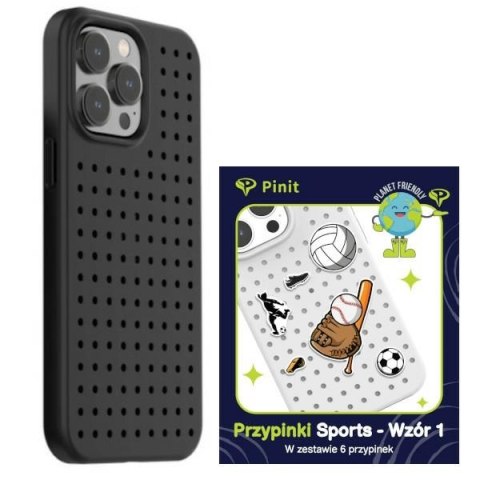 Zestaw Etui Pinit Dynamic + Sports Pin iPhone 14 Pro Max 6.7" czarny/black wzór 1