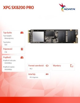 Dysk XPG SX8200 PRO 1TB PCIe 3x4 3.5/3 GB/s M.2