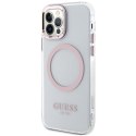 Guess GUHMP12MHTRMP iPhone 12/12 Pro 6.1" różowy/pink hard case Metal Outline Magsafe