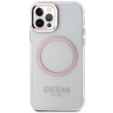 Guess GUHMP12MHTRMP iPhone 12/12 Pro 6.1" różowy/pink hard case Metal Outline Magsafe