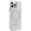 Guess GUHMP12MHTRMP iPhone 12/12 Pro 6.1" różowy/pink hard case Metal Outline Magsafe