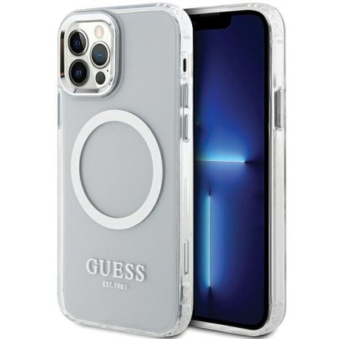 Guess GUHMP12MHTRMS iPhone 12/12 Pro 6.1" srebrny/silver hard case Metal Outline Magsafe