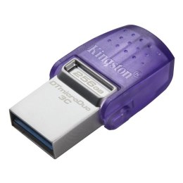 Kingston USB flash disk OTG, USB 3.0, 256GB, Data Traveler microDuo3 G2, srebrno-fioletowy, DTDUO3CG3/256GB, USB A / USB C