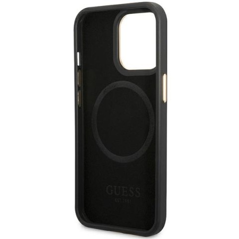 Guess GUHMP14XSAPSTK iPhone 14 Pro Max 6.7" czarny/black hardcase Peony Logo Plate MagSafe