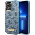 Guess GUHMP14LU4GPRB iPhone 14 Pro 6.1" niebieski/blue hard case 4G Logo Plate MagSafe