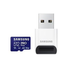 Karta Samsung PRO Plus microSD z adapterem USB | 512 GB | MicroSDXC | Pamięć flash klasy U3, V30, A2