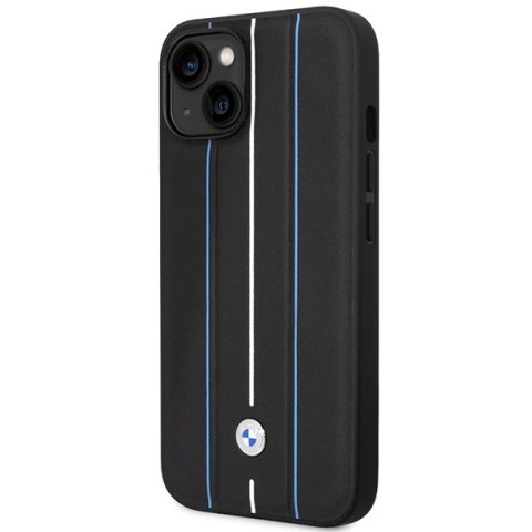 Etui BMW BMHCP14S22RVSK iPhone 14 6.1" czarny/black hardcase Leather Stamp Blue Lines