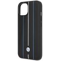 Etui BMW BMHCP14S22RVSK iPhone 14 6.1" czarny/black hardcase Leather Stamp Blue Lines
