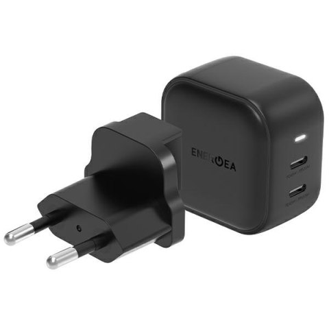 ENERGEA ład. siec. 2xUSB-C PD-PPS 45W 2C czarny/black US+EU Travelite GAN45