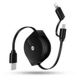 USAMS Kabel zwijany U1 2w1 1m czarny/bla ck (lightning/microUSB) SJ192USB01 (US-SJ192)