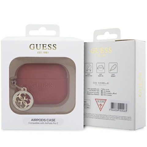 Guess GUAP23DSLGHDF AirPods Pro 2 cover czerwony/fuschia 3D Rubber 4G Diamond Charm
