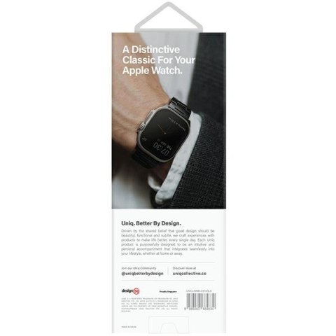 UNIQ pasek Osta Apple Watch 42/44/45/ 49mm Series 1/2/3/4/5/6/7/8/SE/SE2/Ultra Stainless Steel czarny/midnight black
