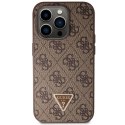 Guess GUHCP14LP4TDSCPW iPhone 14 Pro 6.1" brązowy/brown hardcase Crossbody 4G Metal Logo