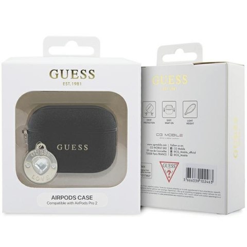 Guess GUAP2PGEHCDK AirPods Pro 2 cover czarny/black Fixed Glitter Heart Diamond Charm