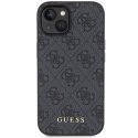 Guess GUHCP15SG4GFGR iPhone 15 6.1" szary/grey hard case 4G Metal Gold Logo