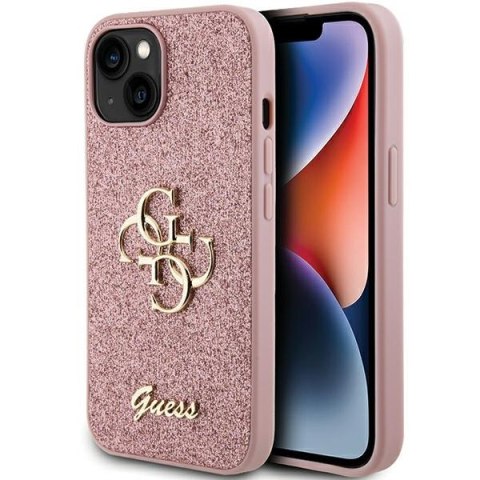 Guess GUHCP15SHG4SGP iPhone 15 6.1" różowy/pink hardcase Glitter Script Big 4G