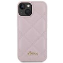 Guess GUHCP15SPSQSQSP iPhone 15 6.1" różowy/pink hardcase Quilted Metal Logo