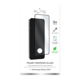 PURO Frame Tempered Glass - Szkło ochronne hartowane na ekran Samsung Galaxy S23 (czarna ramka)