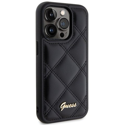 Guess GUHCP15LPSQSQSK iPhone 15 Pro 6.1" czarny/black hardcase Quilted Metal Logo