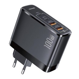 Ładowarka sieciowa Usams T44 100W GaN 2xUSB-C PD 3.0 + 2xUSB-A QC 3.0 bez kabla - czarna