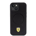 Ferrari FEHMP15SPTEK iPhone 15 6.1" czarny/black hardcase Carbon Metal Logo MagSafe