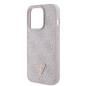 Guess GUHCP15LP4TDPP iPhone 15 Pro 6.1" różowy/pink hardcase Leather 4G Triangle Strass