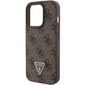Guess GUHCP15LP4TDPW iPhone 15 Pro 6.1" brązowy/brown hardcase Leather 4G Triangle Strass