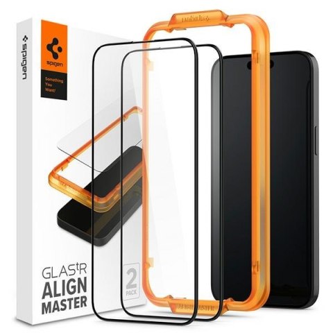 Spigen Alm Glass FC iPhone 15 Pro Max 6.7" 2 szt. szkło hartowane czarna ramka AGL06875