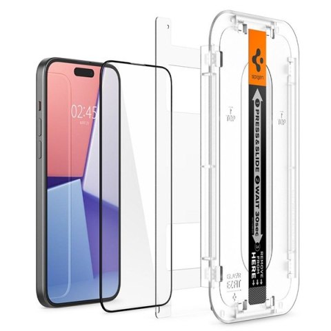Spigen Glas.TR FC iPhone 15 6.1" "EZ FIT" szkło hartowane czarna ramka AGL06908