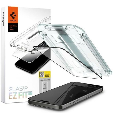 Spigen Glas.TR FC iPhone 15 Pro 6.1" "EZ FIT" szkło hartowane czarna ramka AGL06899