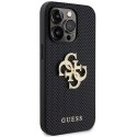 Guess GUHCP15LPSP4LGK iPhone 15 Pro 6.1" czarny/black hardcase Leather Perforated 4G Glitter Logo