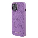 Guess GUHCP15SP4EPMU iPhone 15 6.1" fioletowy/light purple hardcase Leather 4G Stamped