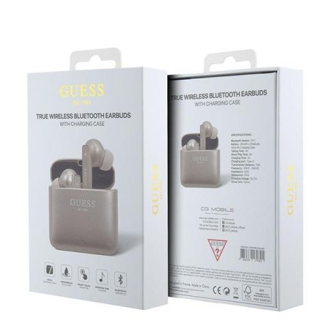 Guess słuchawki Bluetooth GUTWSSU20ALEGP TWS + stacja dokująca różowo złoty/rose gold Printed Logo