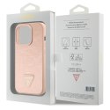 Guess GUHCP15LPCRTHCP iPhone 15 Pro 6.1" różowy/pink hardcase Croco Triangle Metal Logo
