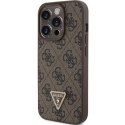 Guess GUHCP15XP4TDPW iPhone 15 Pro Max 6.7" brązowy/brown hardcase Leather 4G Triangle Strass