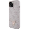 Guess GUHCP15SP4TDPP iPhone 15 6.1" różowy/pink hardcase Leather 4G Triangle Strass