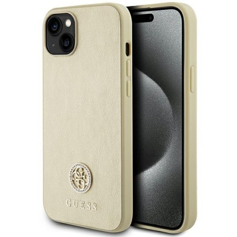 Guess GUHCP15SPS4DGPD iPhone 15 6.1" złoty/gold hardcase Leather 4G Metal Logo Strass