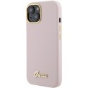 Guess GUHCP15SSMBSLP iPhone 15 6.1" różowy/pink hardcase Silicone Script Metal Logo & Frame