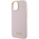 Guess GUHCP15SSMBSLP iPhone 15 6.1" różowy/pink hardcase Silicone Script Metal Logo & Frame