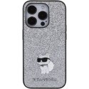 Karl Lagerfeld KLHCP15XGCNPSG iPhone 15 Pro Max 6.7" srebrny/silver hardcase Fixed Glitter Choupette Logo Metal Pin