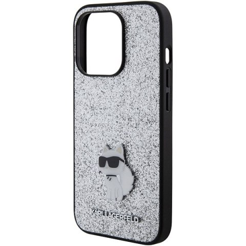 Karl Lagerfeld KLHCP15XGCNPSG iPhone 15 Pro Max 6.7" srebrny/silver hardcase Fixed Glitter Choupette Logo Metal Pin