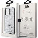 Karl Lagerfeld KLHCP15XGCNPSG iPhone 15 Pro Max 6.7" srebrny/silver hardcase Fixed Glitter Choupette Logo Metal Pin