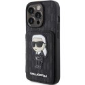 Karl Lagerfeld KLHCP15XSAKKNSCK iPhone 15 Pro Max 6.7" czarny/black hardcase Saffiano Cardslots and Stand Monogram Ikonik Patch