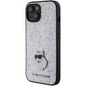 Karl Lagerfeld KLHCP15SGCNPSG iPhone 15 6.1" srebrny/silver hardcase Fixed Glitter Choupette Logo Metal Pin