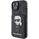 Karl Lagerfeld KLHCP15SSAKKNSCK iPhone 15 6.1" czarny/black hardcase Saffiano Cardslots and Stand Monogram Ikonik Patch