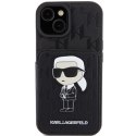 Karl Lagerfeld KLHCP15SSAKKNSCK iPhone 15 6.1" czarny/black hardcase Saffiano Cardslots and Stand Monogram Ikonik Patch