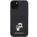 Karl Lagerfeld KLHCP15SSAPKCNPK iPhone 15 6.1" czarny/black hardcase Saffiano Cardslot Karl&Choupette Metal Pin